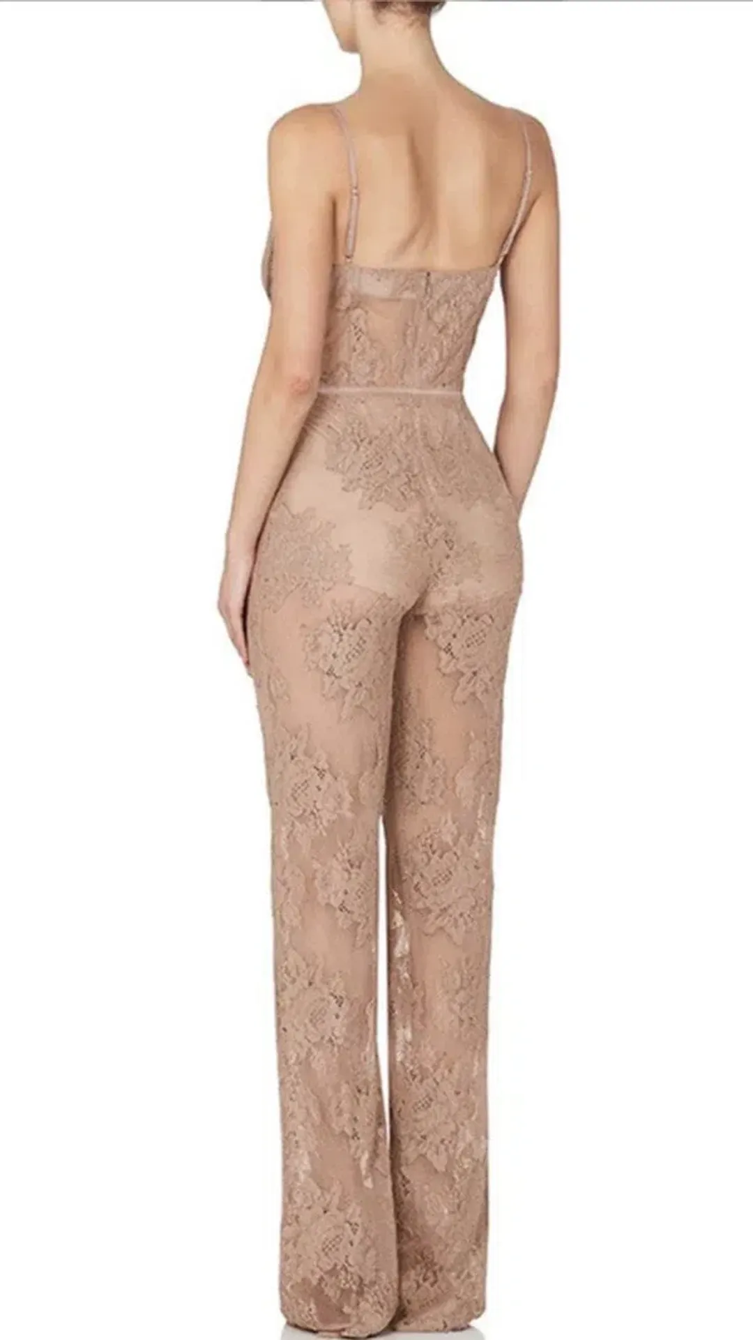 MISHA Hayden Lace Pantsuit Mocha Brown Size 8 for rent on The Volte - main image
