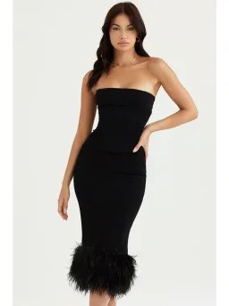 House Of CB Fionula Strapless Feather Corset Dress Black Size AU 10 for rent on The Volte - image 4