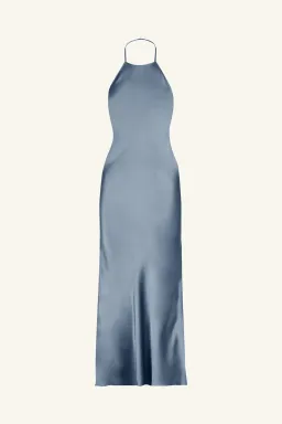 Shona Joy La Lune Low Back Halter Neck Midi Dress Blue Smoke Size AU 14 for rent on The Volte - image 5