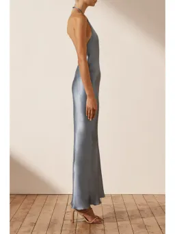 Shona Joy La Lune Low Back Halter Neck Midi Dress Blue Smoke Size AU 14 for rent on The Volte - image 3