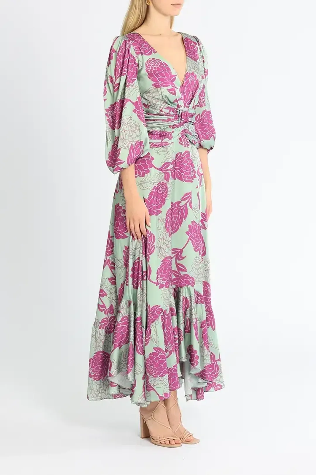 PatBo Celia Print Dress in Aqua Size 8 for rent on The Volte - main image