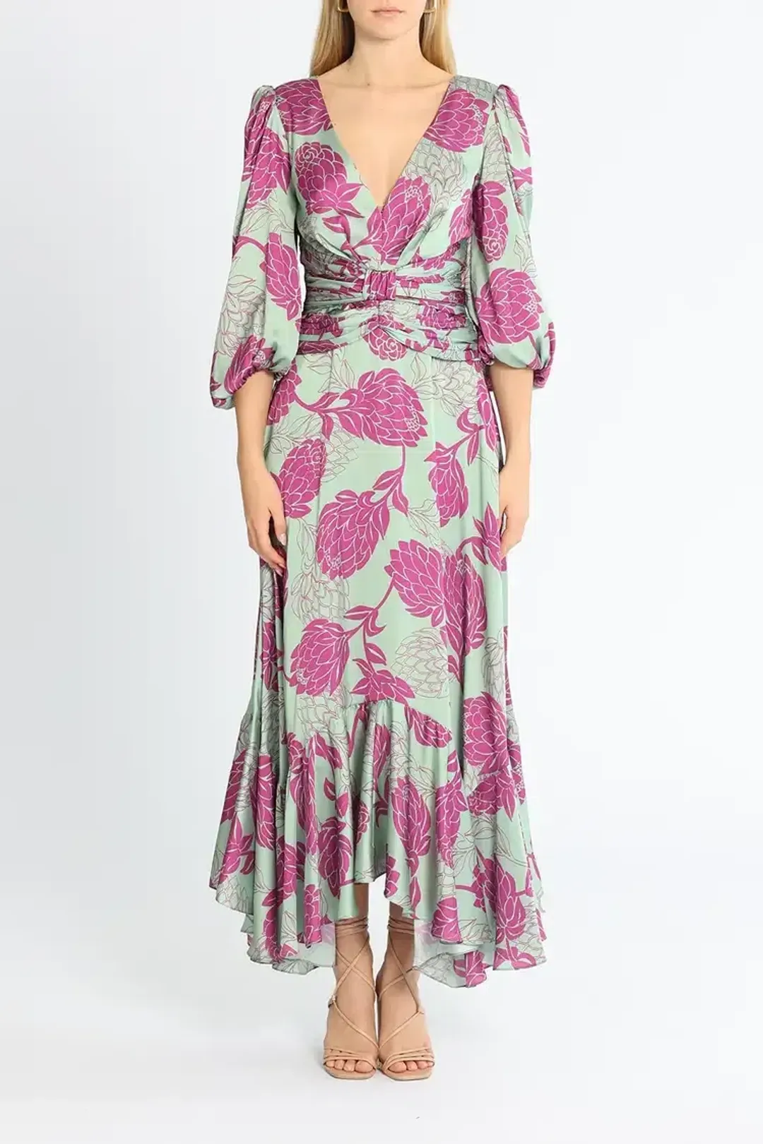 PatBo Celia Print Dress in Aqua Size 8 for rent on The Volte - main image