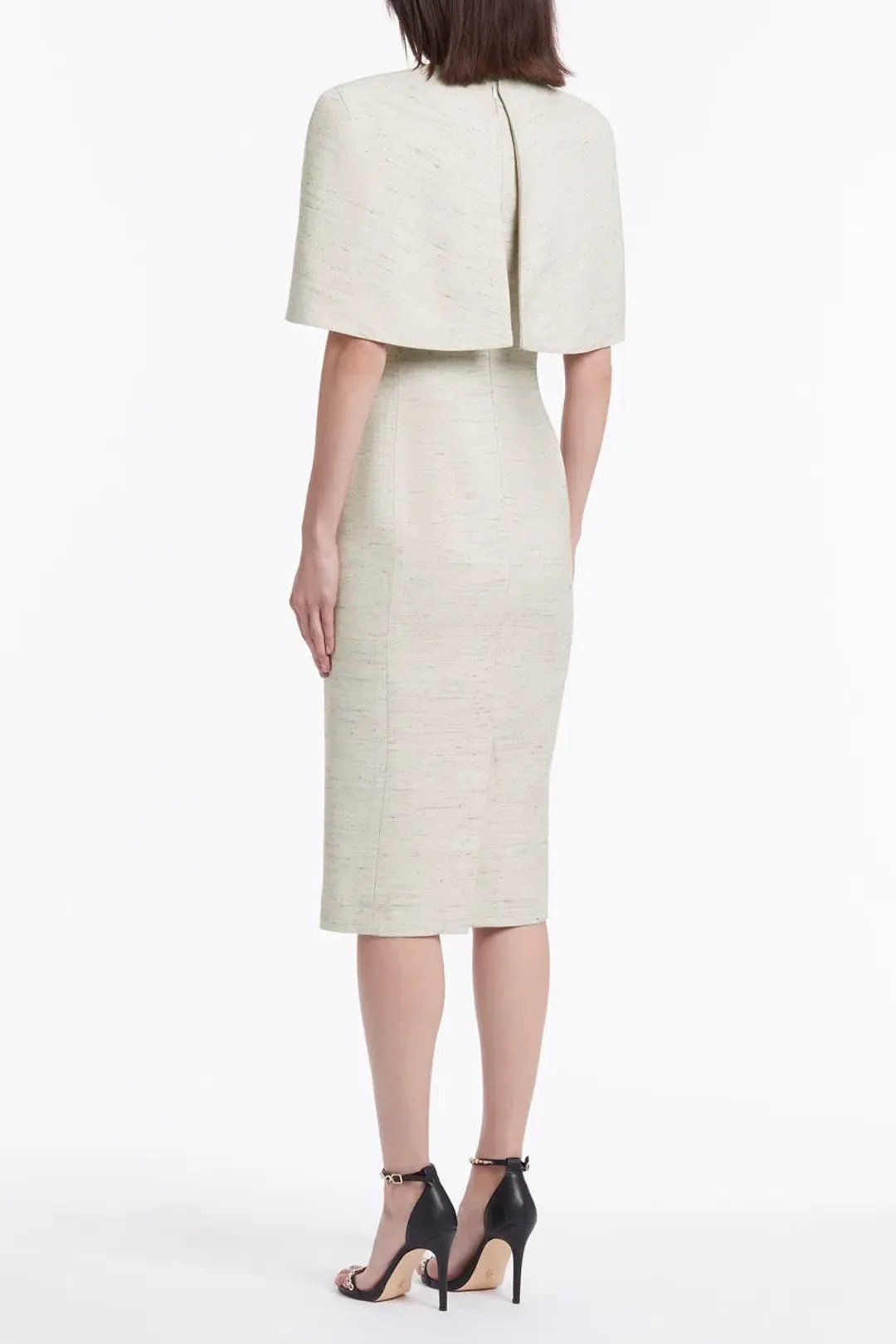 Carla Zampatti Cape Dress Cream Size 6 for rent on The Volte - main image