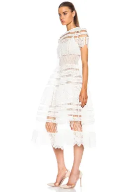 Zimmermann Riot Eyelet Bell Nylon Blend Midi Dress White Size 0 / AU 8 for rent on The Volte - image 2