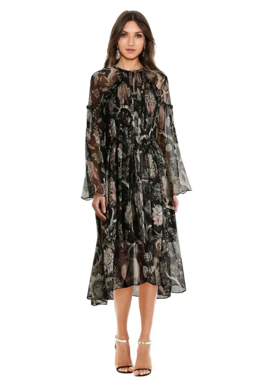 Zimmermann Lavish Braid Midi Dress Indienne Floral Size 3 / AU 14 for rent on The Volte - main image