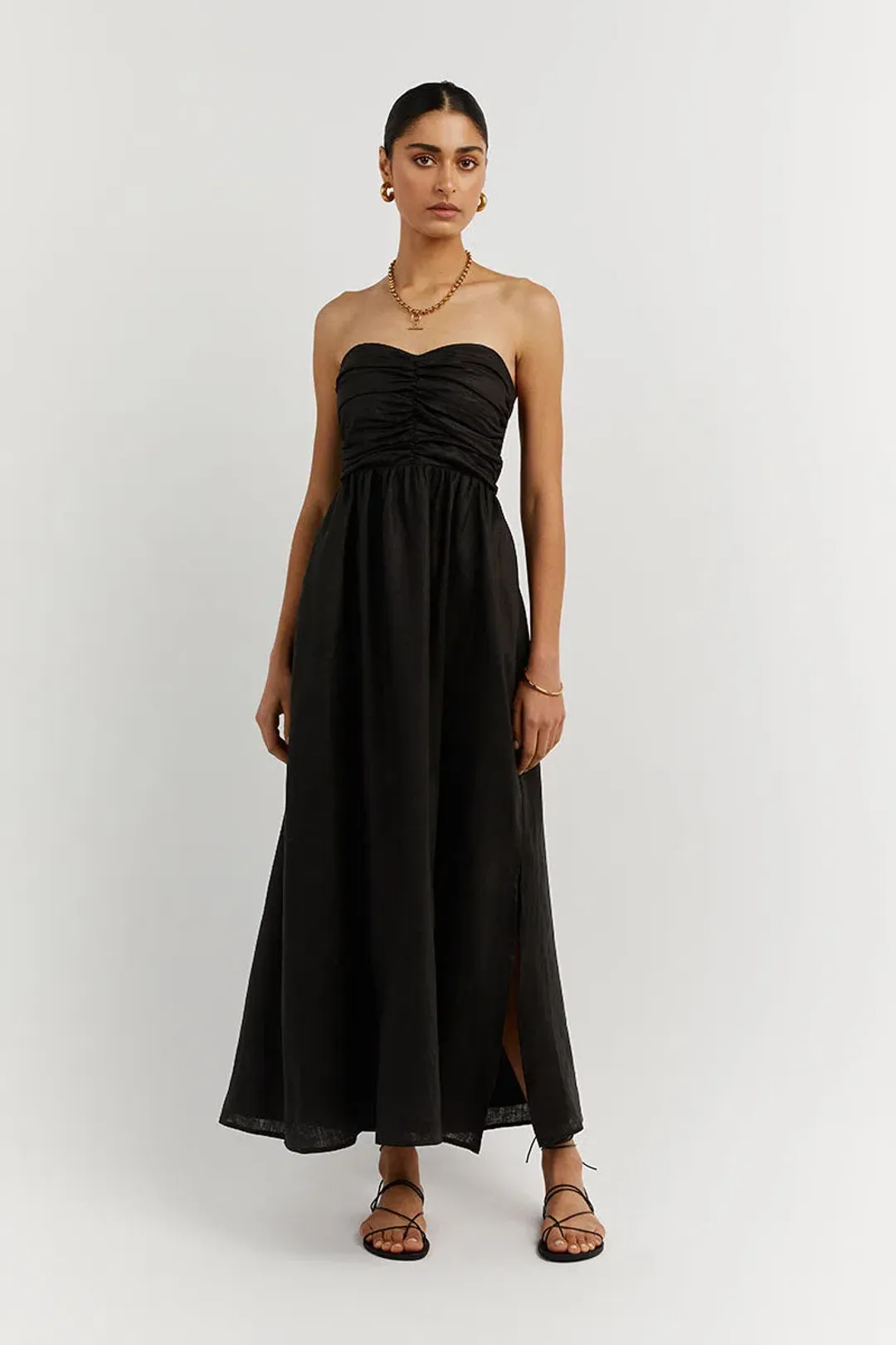 Dissh Bonnie Sweetheart Strapless Midi Dress Black Size 6 for rent on The Volte - main image