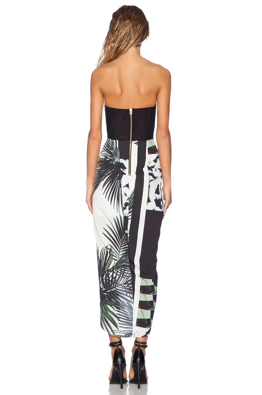 Shona Joy Strapless Bustier Draped Wrap Dress The Savage Print Size 8 for rent on The Volte - main image