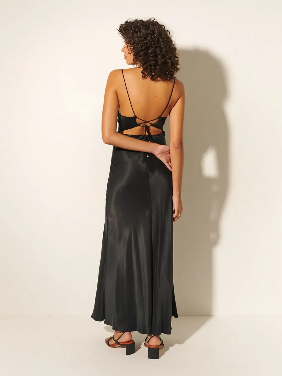 Kivari Bianca Open Back Slip Dress Black Size AU 10  for rent on The Volte - main image