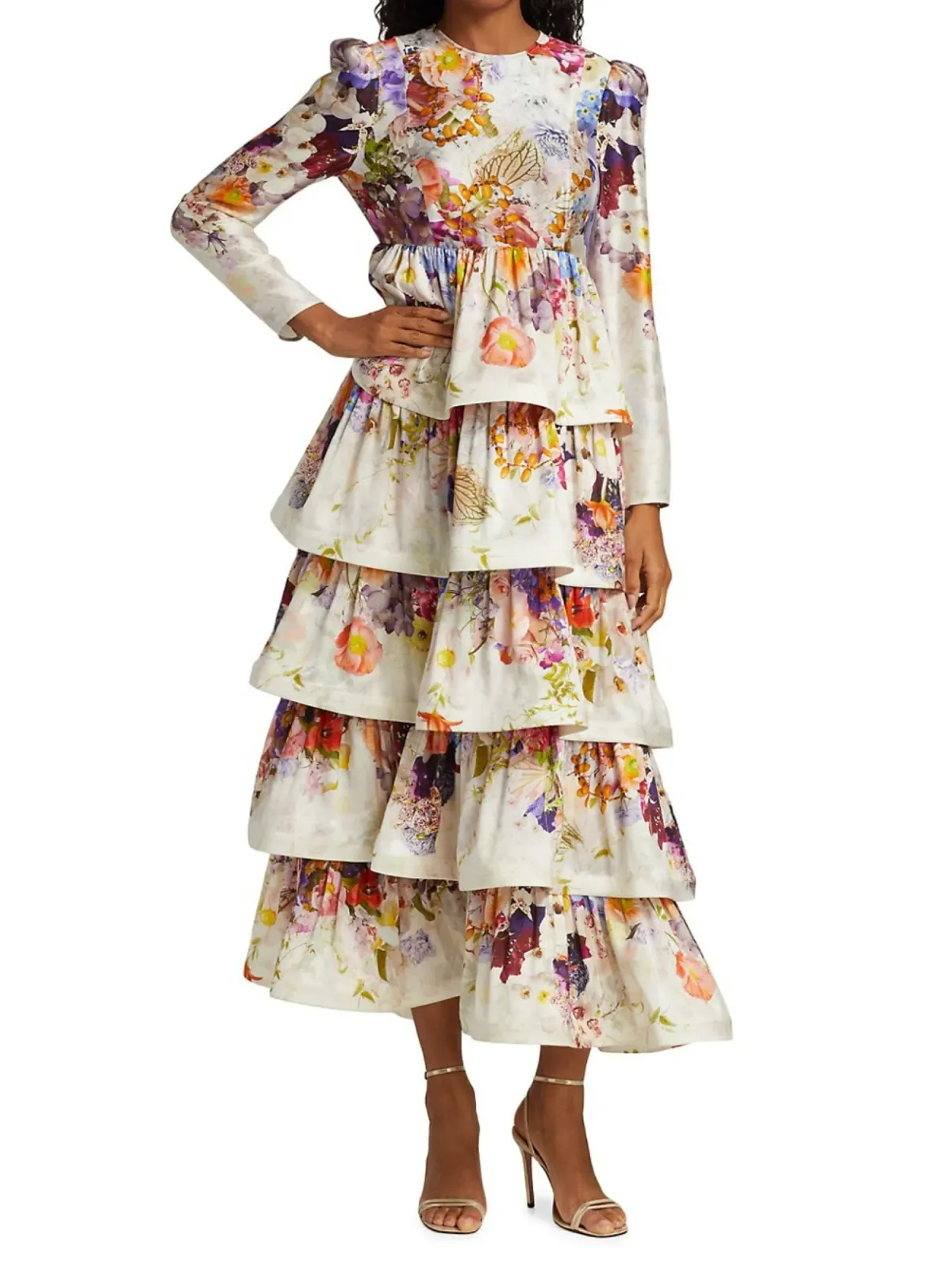 Zimmermann The Prima Tiered Gown in Floral Print Size 3 / AU 14 for rent on The Volte - main image