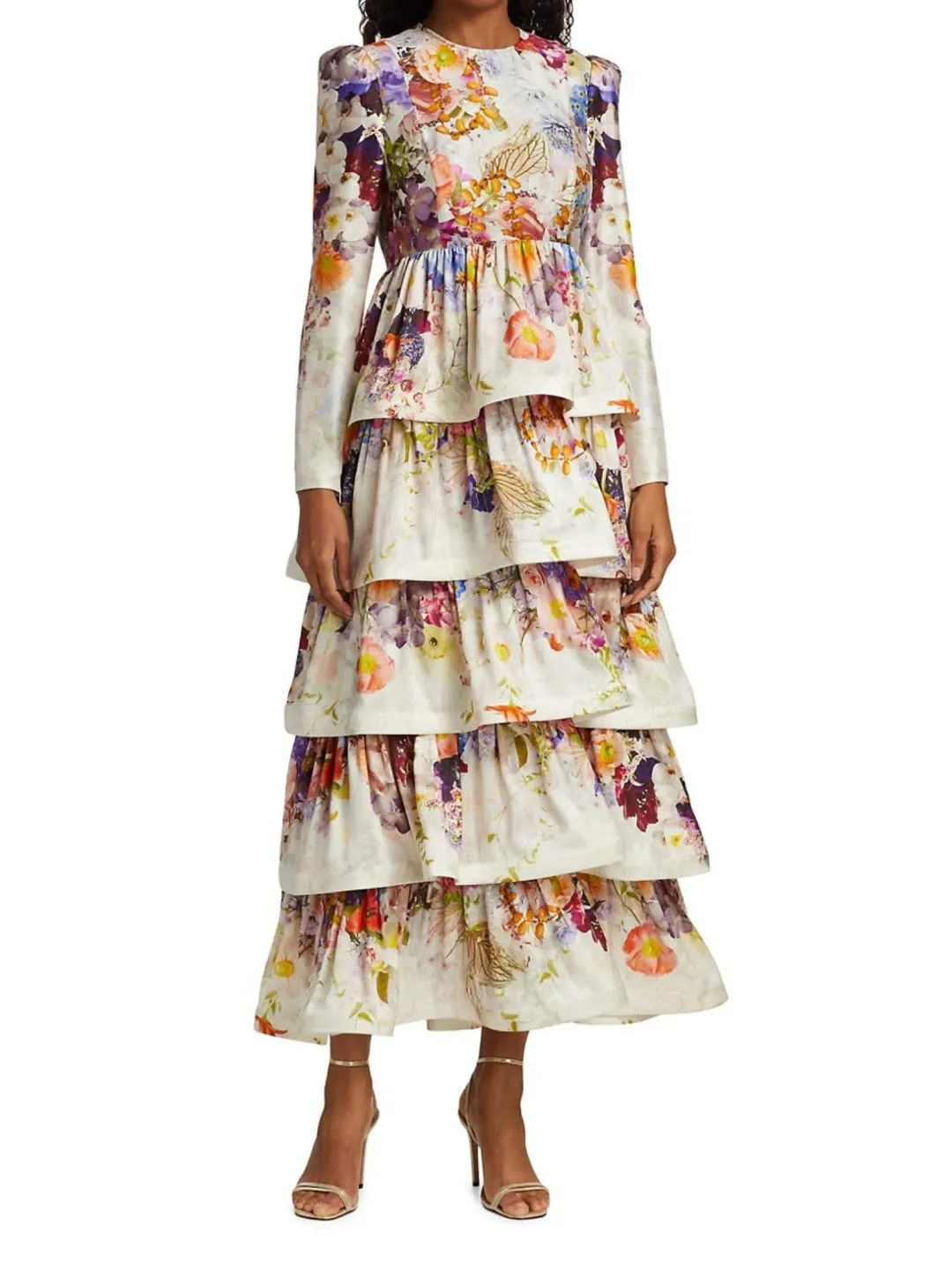 Zimmermann The Prima Tiered Gown in Floral Print Size 3 / AU 14 for rent on The Volte - main image
