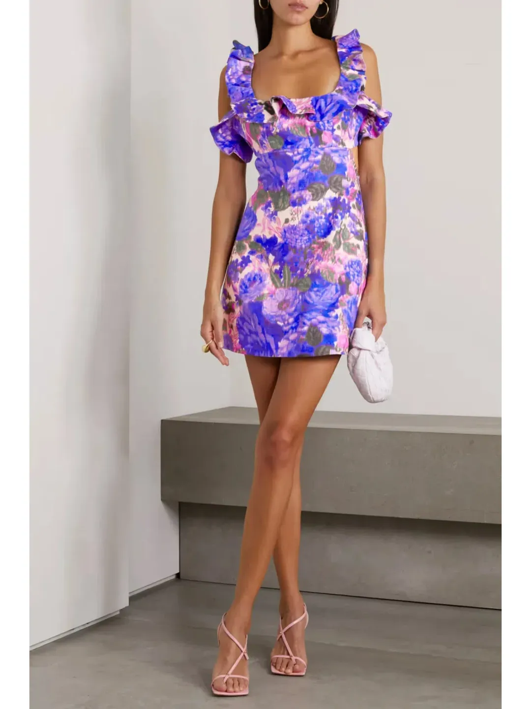 Zimmermann High Tide Mini Dress in Purple Ikat Floral Size 1 / AU 10 for rent on The Volte - main image