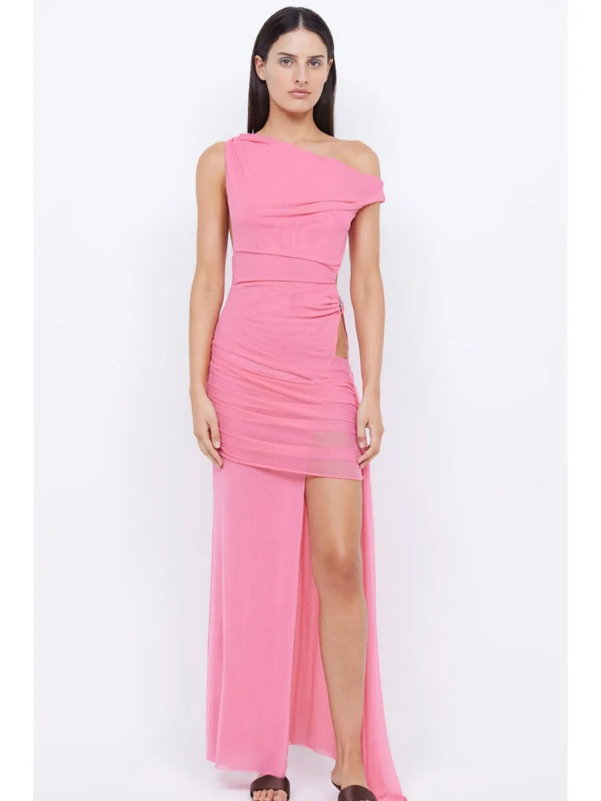 Bec & Bridge Kailani Asym Dress Grapefruit Pink Size AU 10 for rent on The Volte - main image