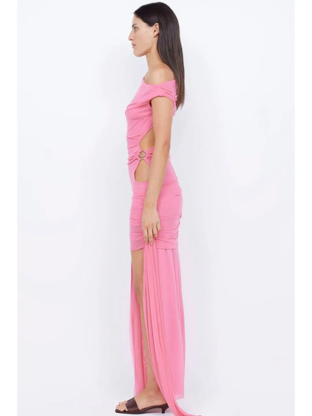 Bec & Bridge Kailani Asym Dress Grapefruit Pink Size AU 10 for rent on The Volte - main image
