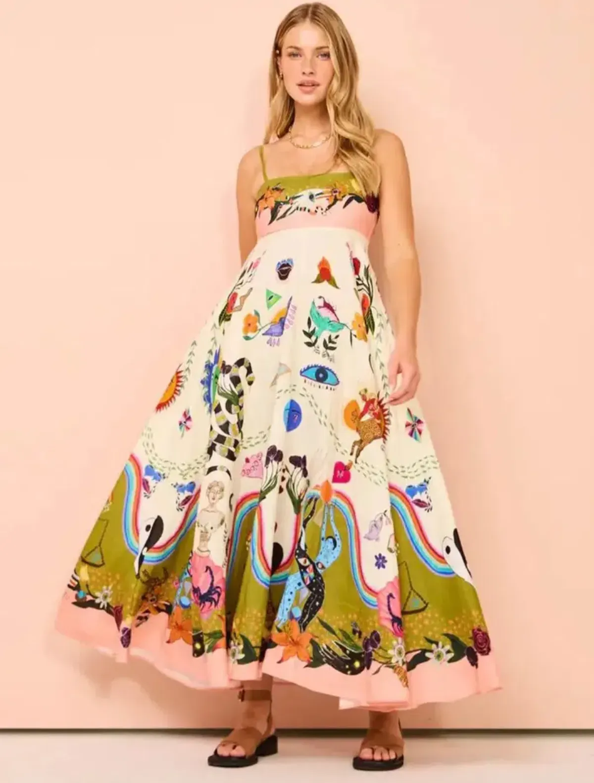 Alemais Evergreen Sundress Print Size 12 for rent on The Volte - main image