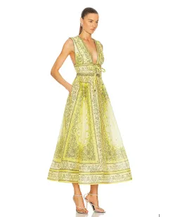 Zimmermann Matchmaker Bow Long Dress Yellow Bandana Print Size 0P / AU 6 for rent on The Volte - image 2