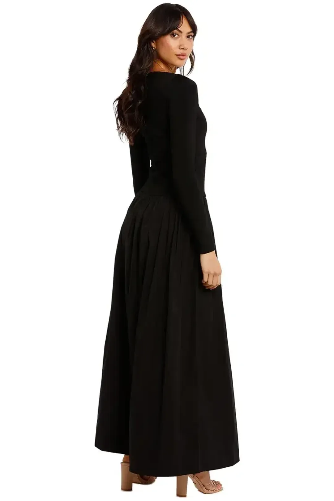 Esse Knit Cotton Split Maxi Dress in Black Size 6 for rent on The Volte - main image
