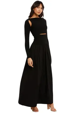 Esse Knit Cotton Split Maxi Dress in Black Size 6 for rent on The Volte - image 2