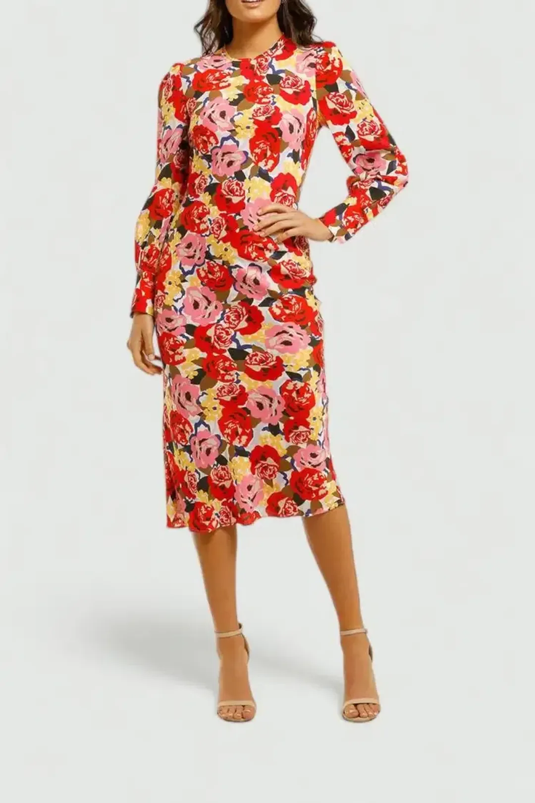 Rebecca Vallance Blume LS Midi Dress in Print Size 10 for rent on The Volte - main image