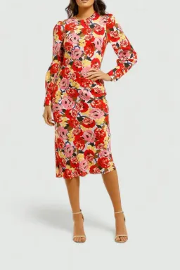 Rebecca Vallance Blume LS Midi Dress in Print Size 10 for rent on The Volte - image 2