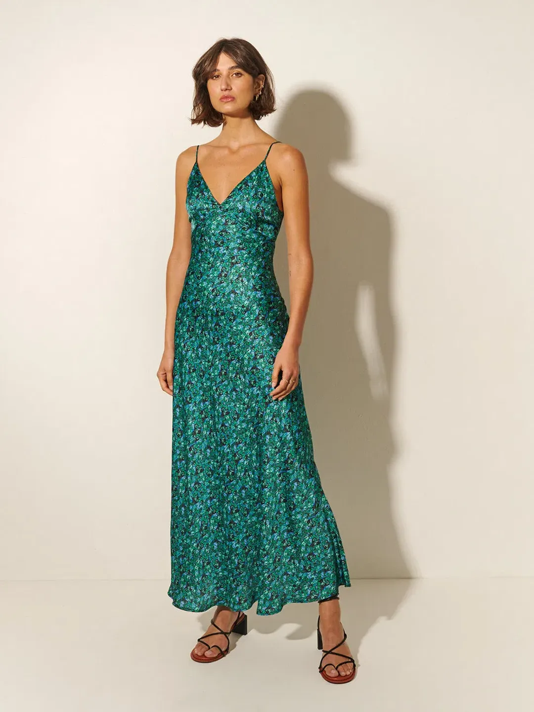 Kivari Acacia Slip Dress Green Ditsy Size 10 for rent on The Volte - main image