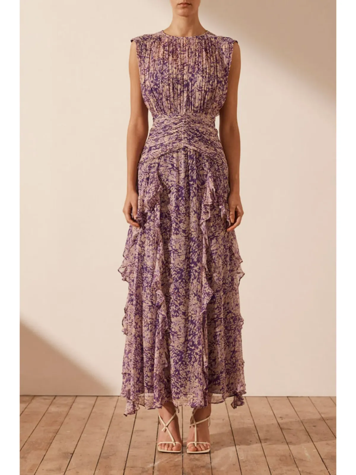 Shona Joy Aurier Round Neck Sleeveless Maxi Dress Purple Size AU 8 for rent on The Volte - main image