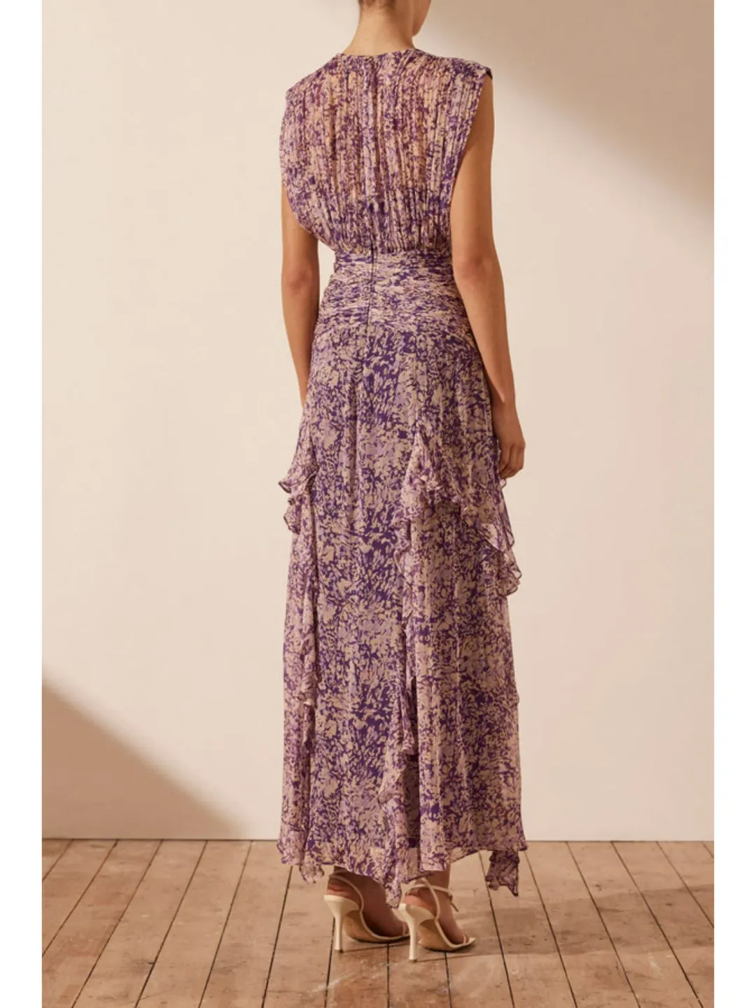 Shona Joy Aurier Round Neck Sleeveless Maxi Dress Purple Size AU 8 for rent on The Volte - main image