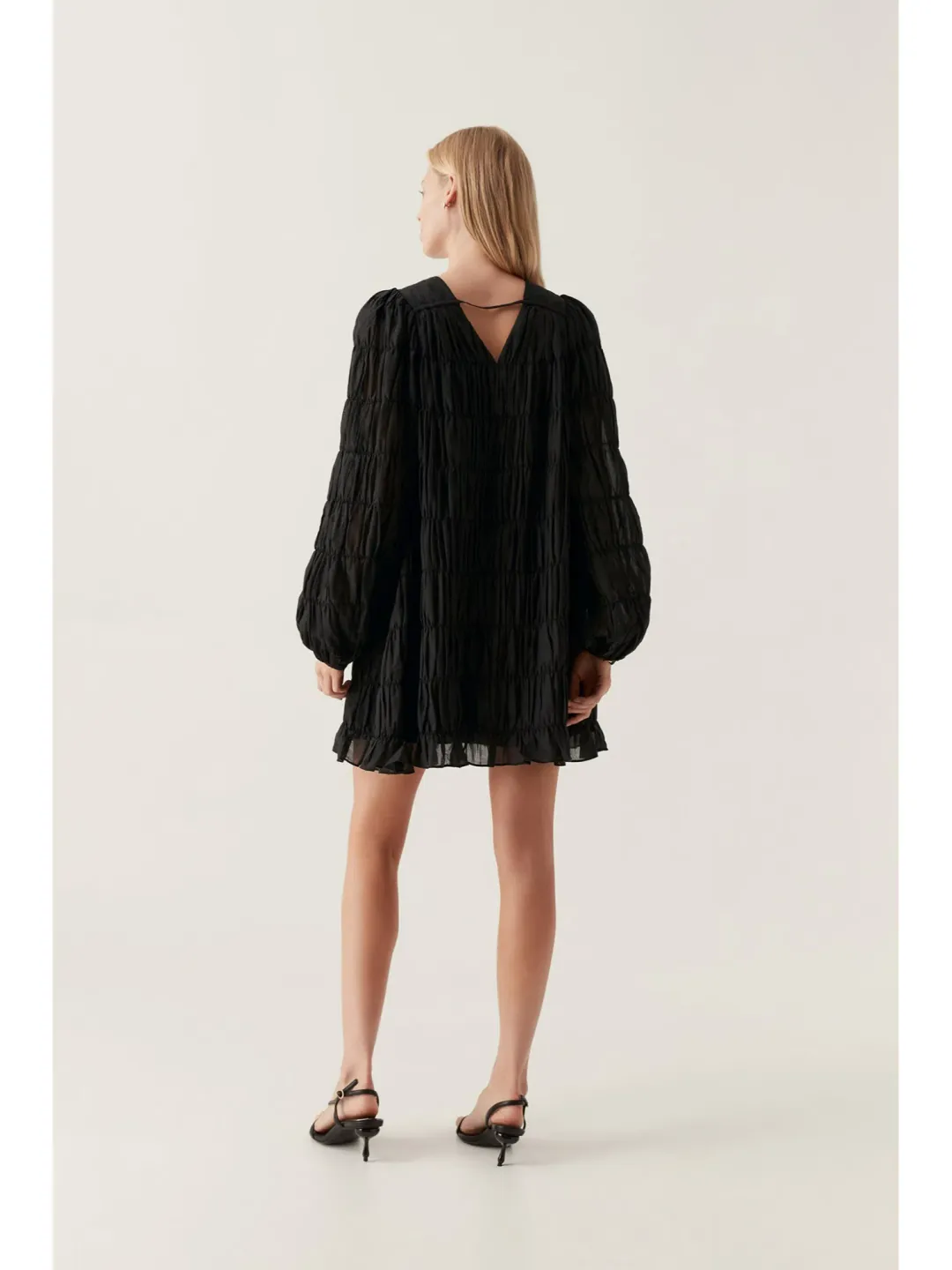 Aje Evelina Ruched Mini Dress Black Size AU 14 for rent on The Volte - main image