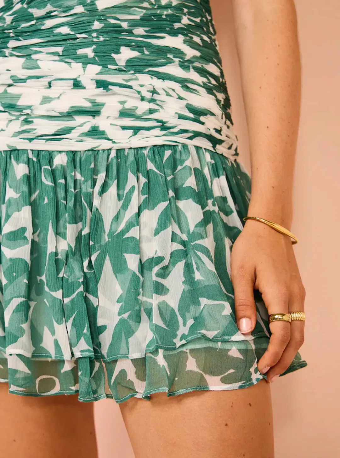 Shona Joy Marguerite Strapless Contrast Mini Dress Evergreen/Ivory - Size 10 for rent on The Volte - main image