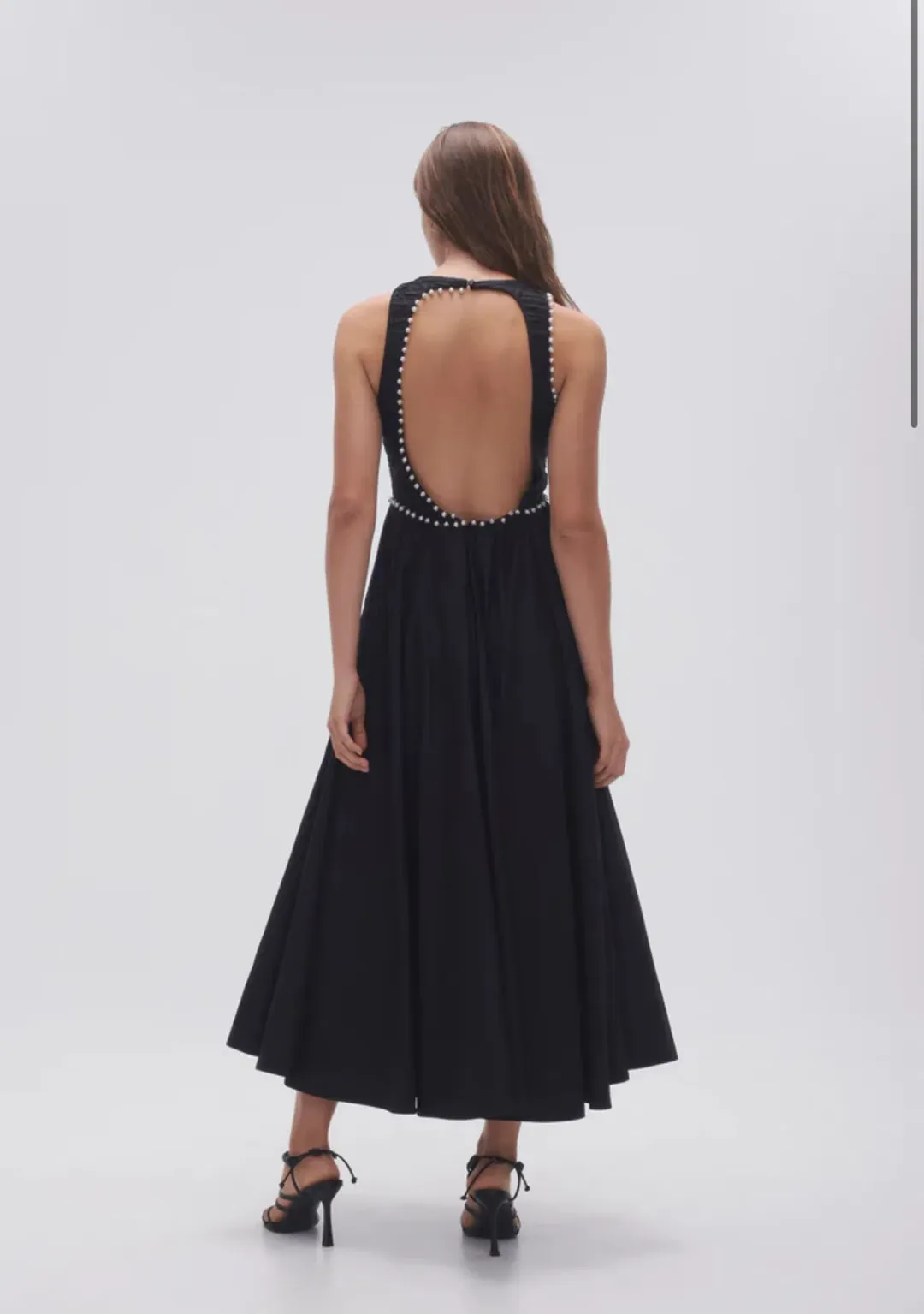 Aje Florence Pearl Trim Midi Dress Black Size 6  for rent on The Volte - main image