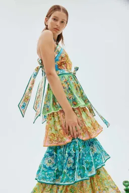 Alemais Dreamer Halter Tier Dress Multi Size 8 for rent on The Volte - image 2