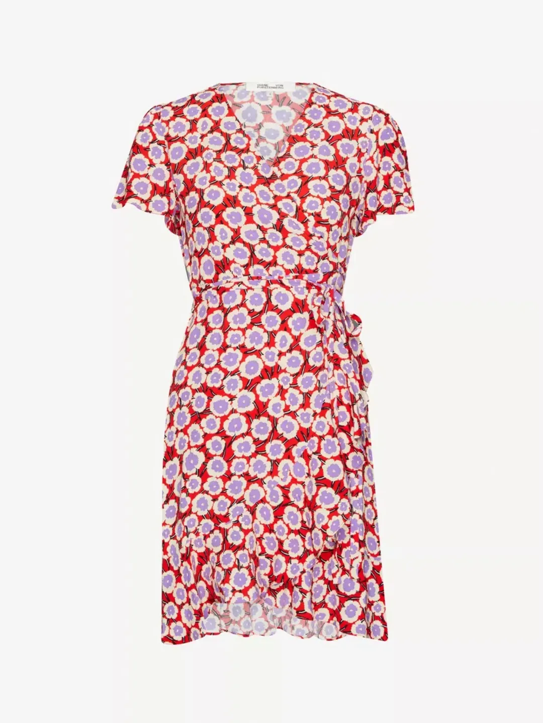 Diane Von Furstenberg Estrella Wrap Dress Red Floral Size 8  for rent on The Volte - main image