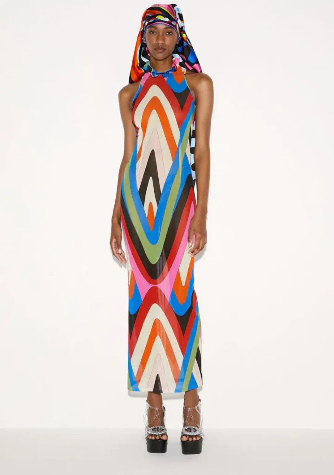 Emilio Pucci Printed Maxi Dress Multi Size S/Au 8 for rent on The Volte - main image