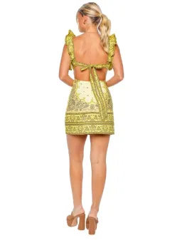 Zimmermann Matchmaker Frilled Mini Dress Yellow Bandana Size 2 / AU 12 for rent on The Volte - image 3