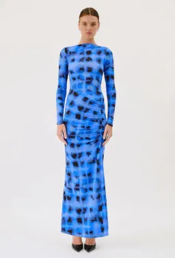 Suboo Shibori Long Sleeve Ruched Maxi Dress Blue Size S / AU 8 for rent on The Volte - image 1