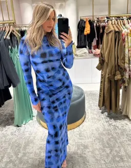 Suboo Shibori Long Sleeve Ruched Maxi Dress Blue Size S / AU 8 for rent on The Volte - image 3