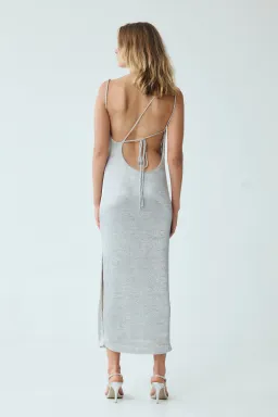 Third Form Heavy Metal Knit Cowl Slip Dress in Silver Size XS / AU 6 for rent on The Volte - image 2