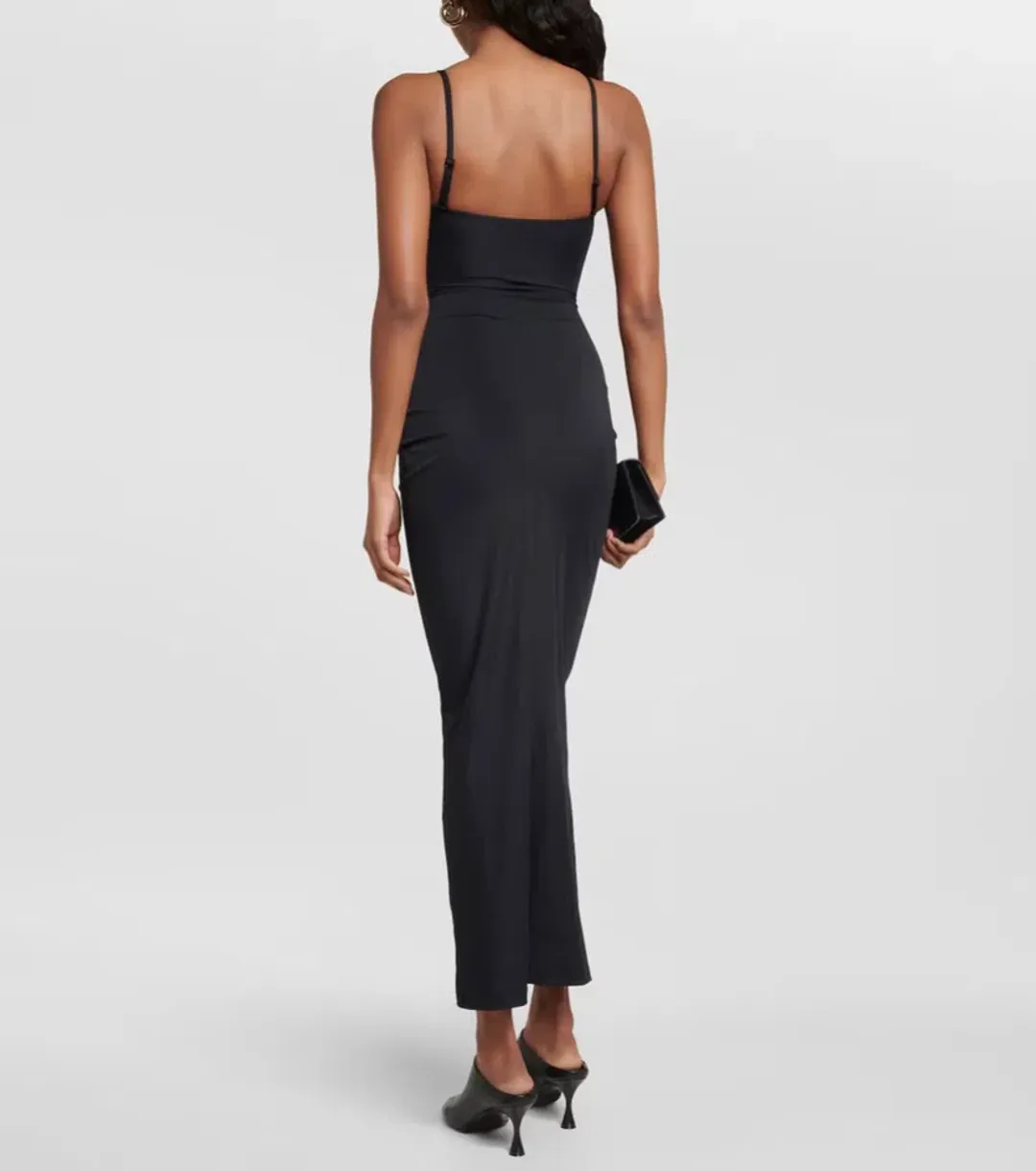 Christopher Esber Pierced Orbit Column Midi Dress Black Size 6 for rent on The Volte - main image