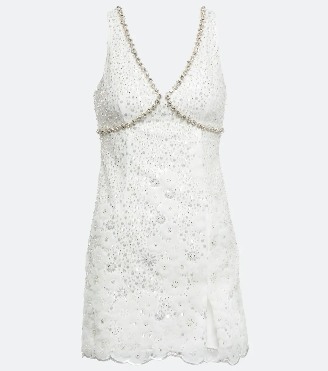 Self Portrait Crystal Embellished Mini Dress White Size 8 for rent on The Volte - main image