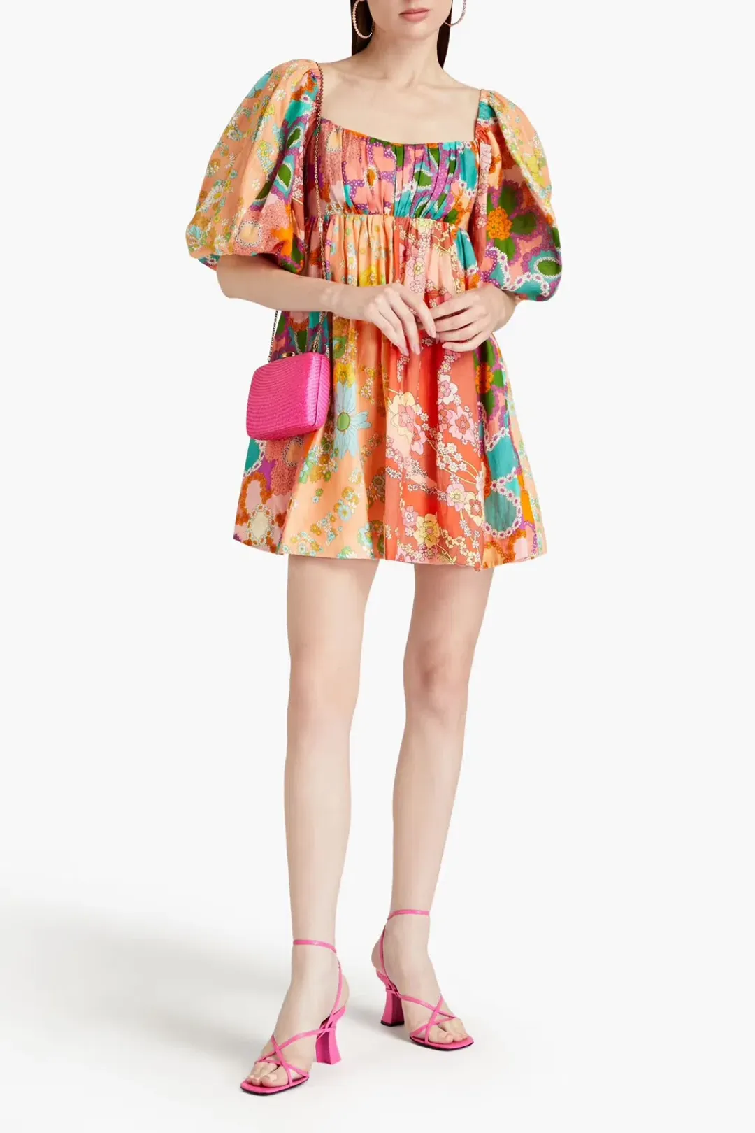 Zimmermann Lola Panelled Mini Dress Multi Floral Size 0P / AU 6 for rent on The Volte - main image