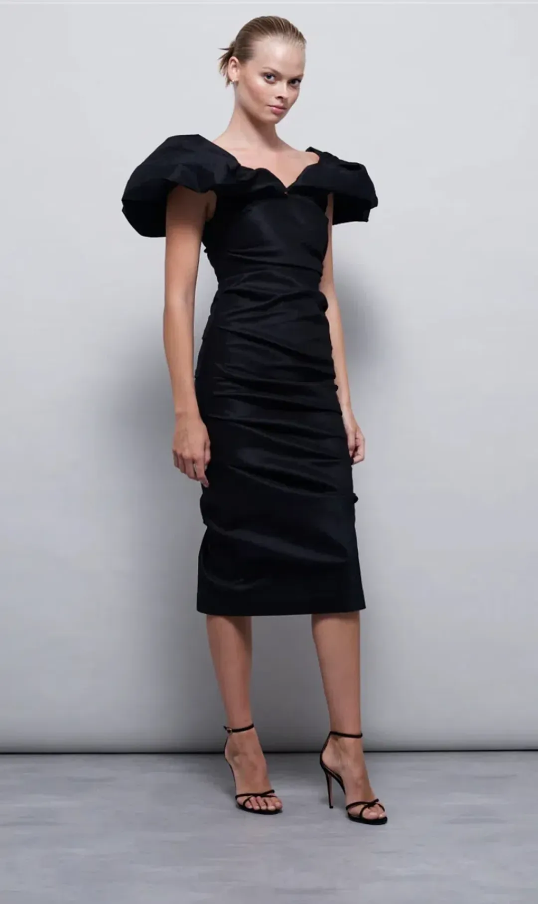 Rachel Gilbert Frey Midi Dress Black 5/AU16 for rent on The Volte - main image