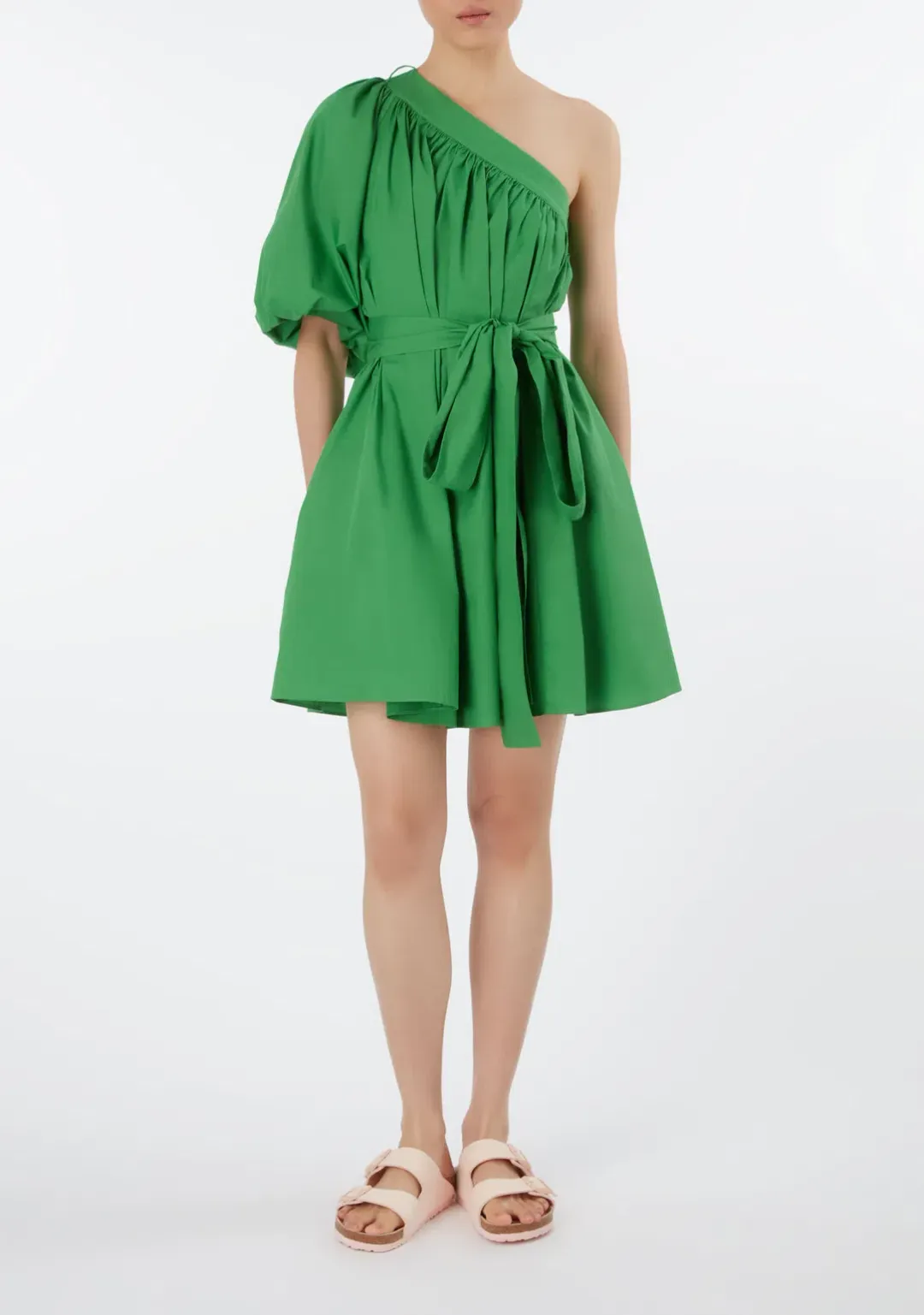 Oroton One Shoulder Mini Dress Green Size 6 for rent on The Volte - main image