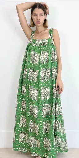 Oroton Posie Linen Maxi Dress Green Floral Size 8 for rent on The Volte - image 3