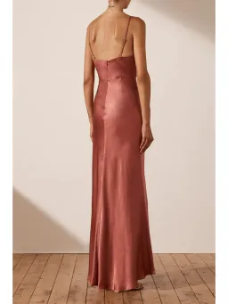 Shona Joy La Lune Cross Draped Maxi Dress in Terracotta Size AU 10 for rent on The Volte - image 3