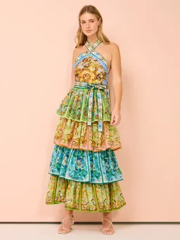 Alemais Dreamer Halter Tier Dress in Multi Size AU 8 for rent on The Volte - image 1
