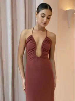 Sonya Moda Knitted Keyhole Gown in Spice Size AU 8 for rent on The Volte - image 3