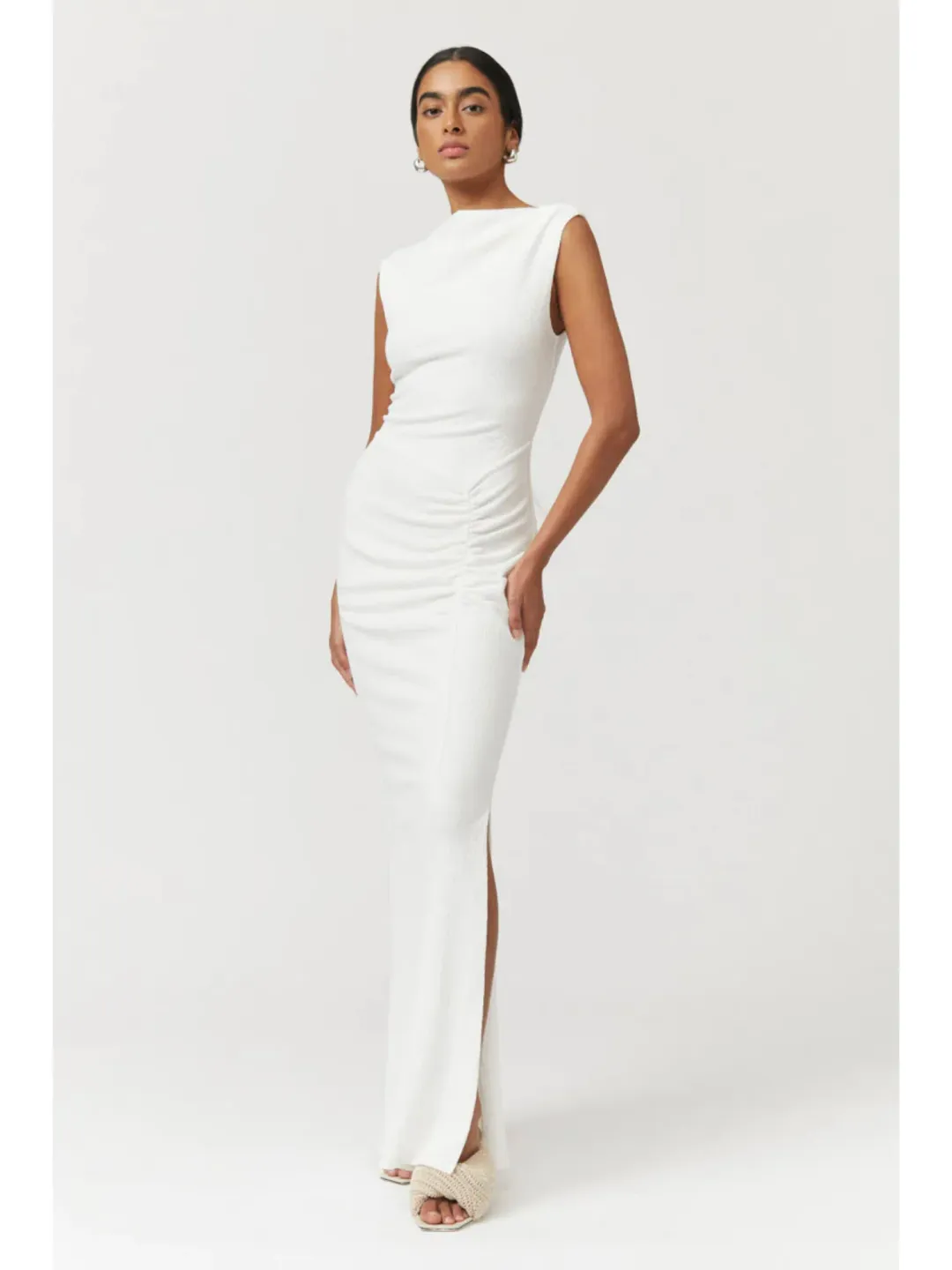 Suboo Jacqui Rouched Front Midi Dress White Size AU 6 for rent on The Volte - main image