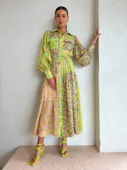 Alemais Daisy Patchwork Shirtdress In Multi Size AU 8 for rent on The Volte - image 1