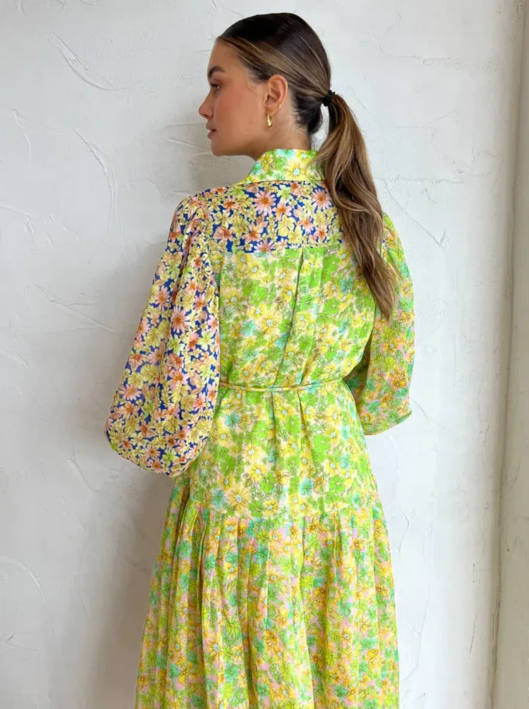 Alemais Daisy Patchwork Shirtdress In Multi Size AU 8 for rent on The Volte - main image
