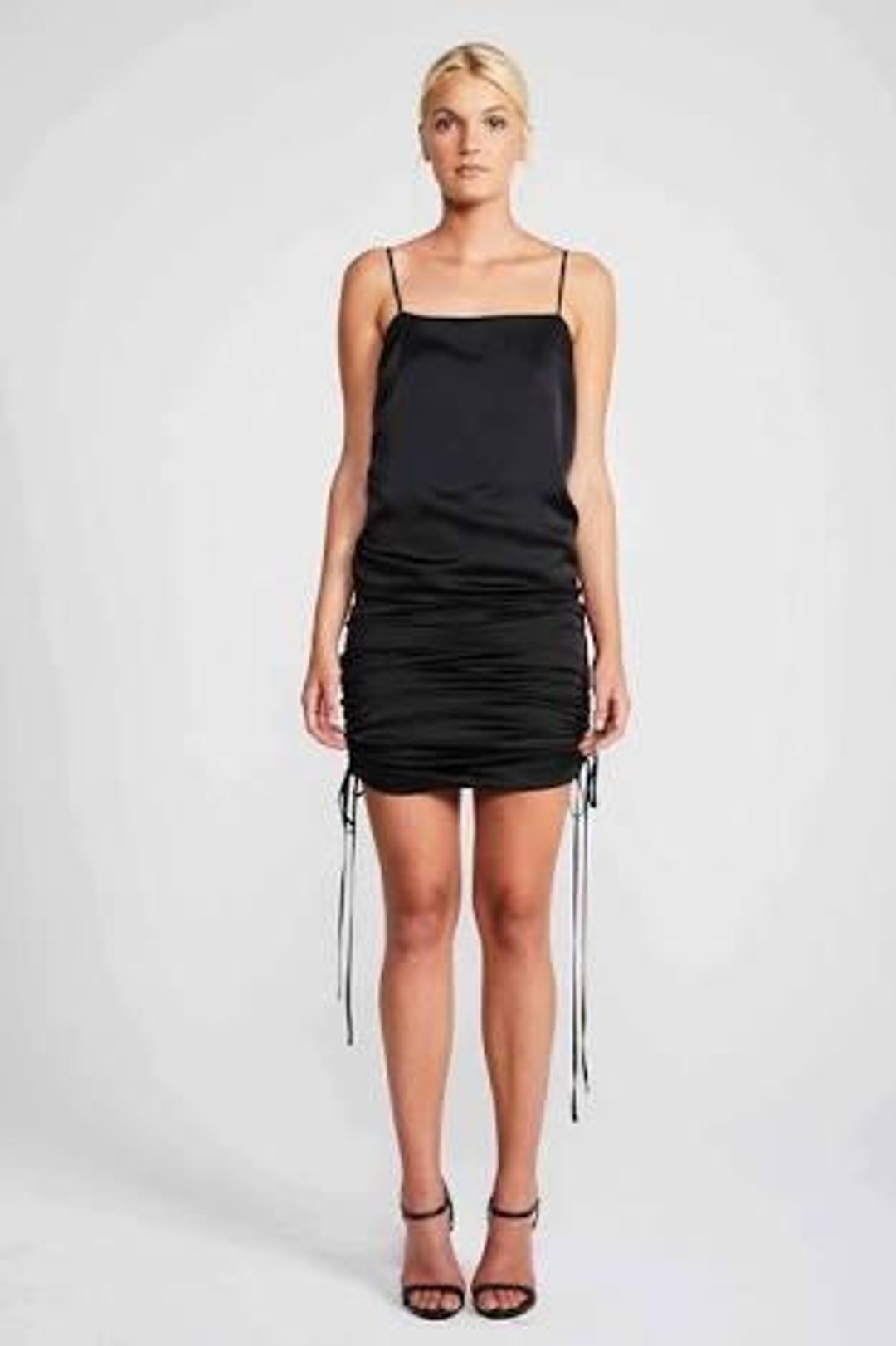 Shona Joy solar ruched slip dress black for rent on The Volte - main image