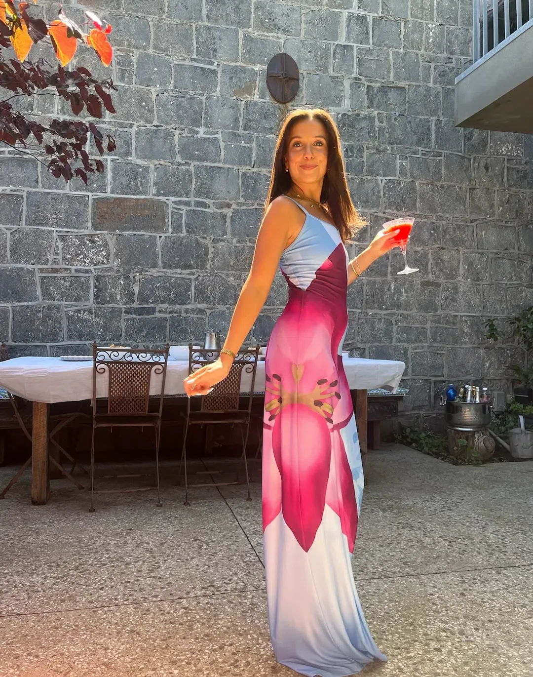 With Harper Lu Slip Dress in Sky Lily Floral Size 8 for rent on The Volte - main image